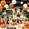 ADLKGG Paper Lanterns Party Decorations, Orange Black White Round Hanging Lanterns for Graduation Halloween Thanksgiving Birthday Party Decorations, 21pcs